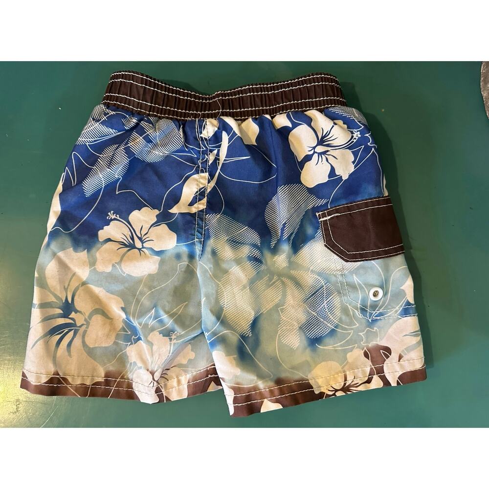 Arizona Jean Co. 12 Months Boys Swim Trunks – Blue Tropical Floral – Mesh Lined